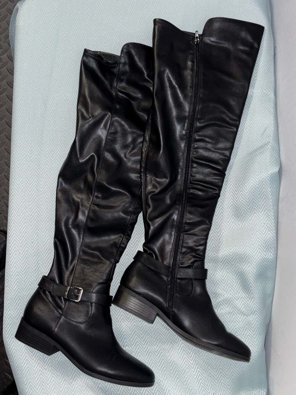 Style & Co Charlaa Faux Leather Black Over-The-Knee Boots Size 10.5M 003-114